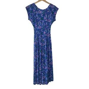 Alison Peters Dress Women 10 Blue Brush Stroke Print Art to Wear Casual USA Made